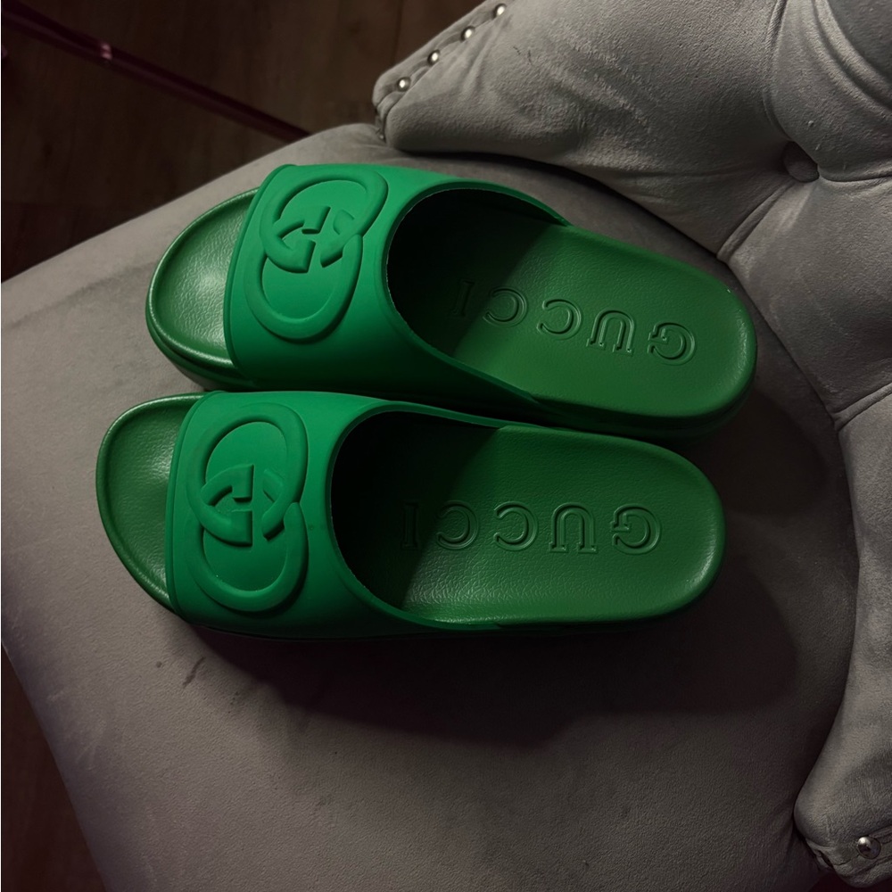 Gucci Emerald Green Slide Sandals
